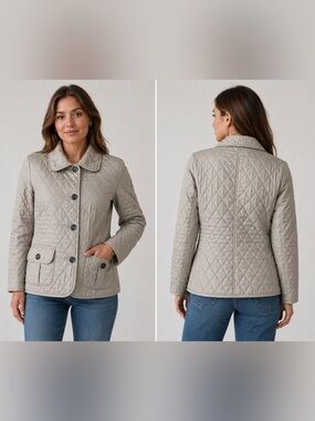 Burberry London Quilted Jacket Beige Medium Petite